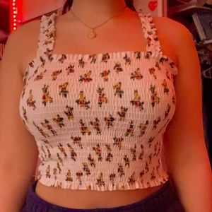 ribbed floral crop top